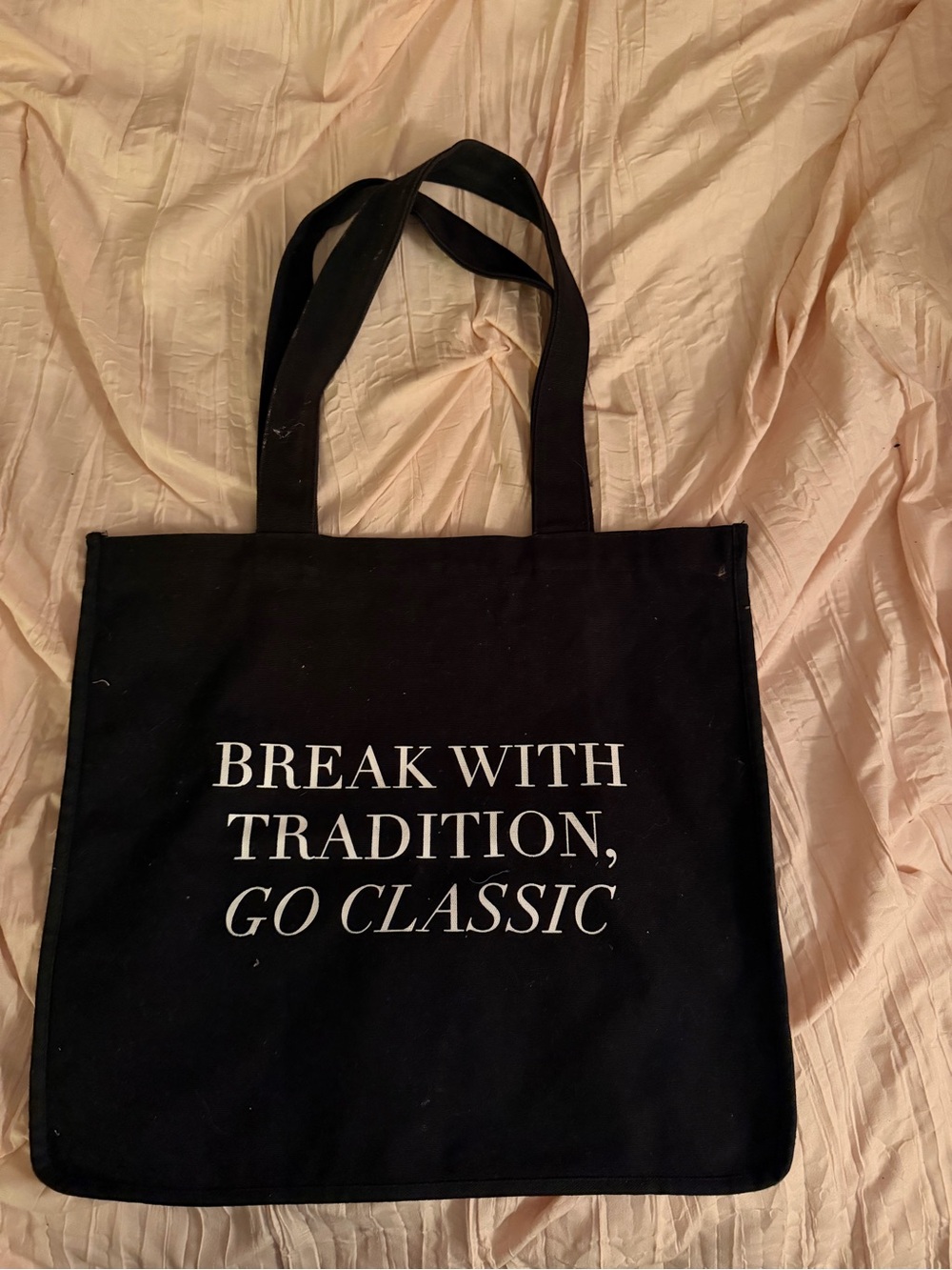 Jones New York Classic Quote Black Canvas Tote Bag